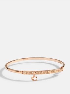 Coach Rose Gold-tone Crystal Pavé Slim Bangle Bracelet